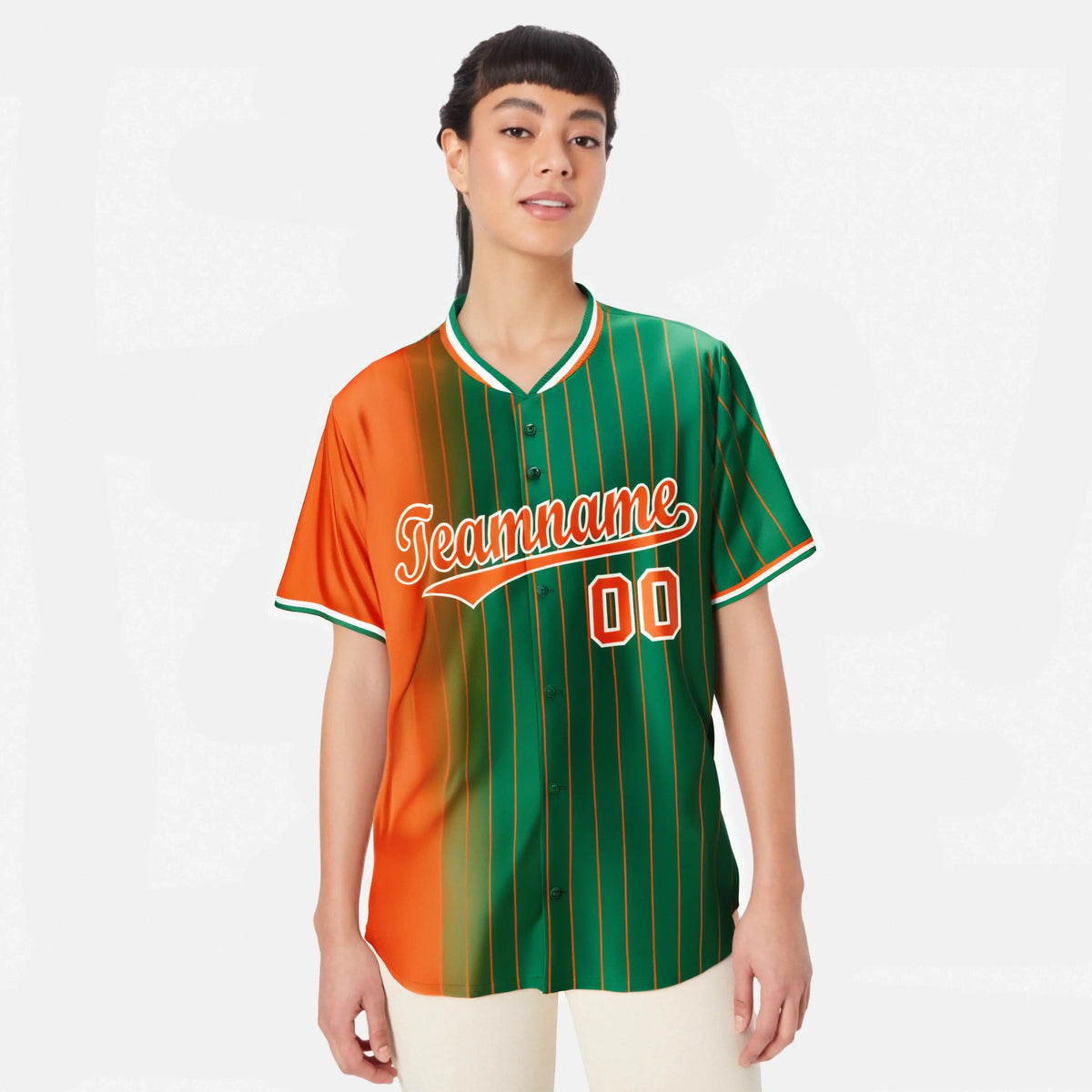 Custom Orange Green Pinstripe Orange Authentic Baseball Jersey