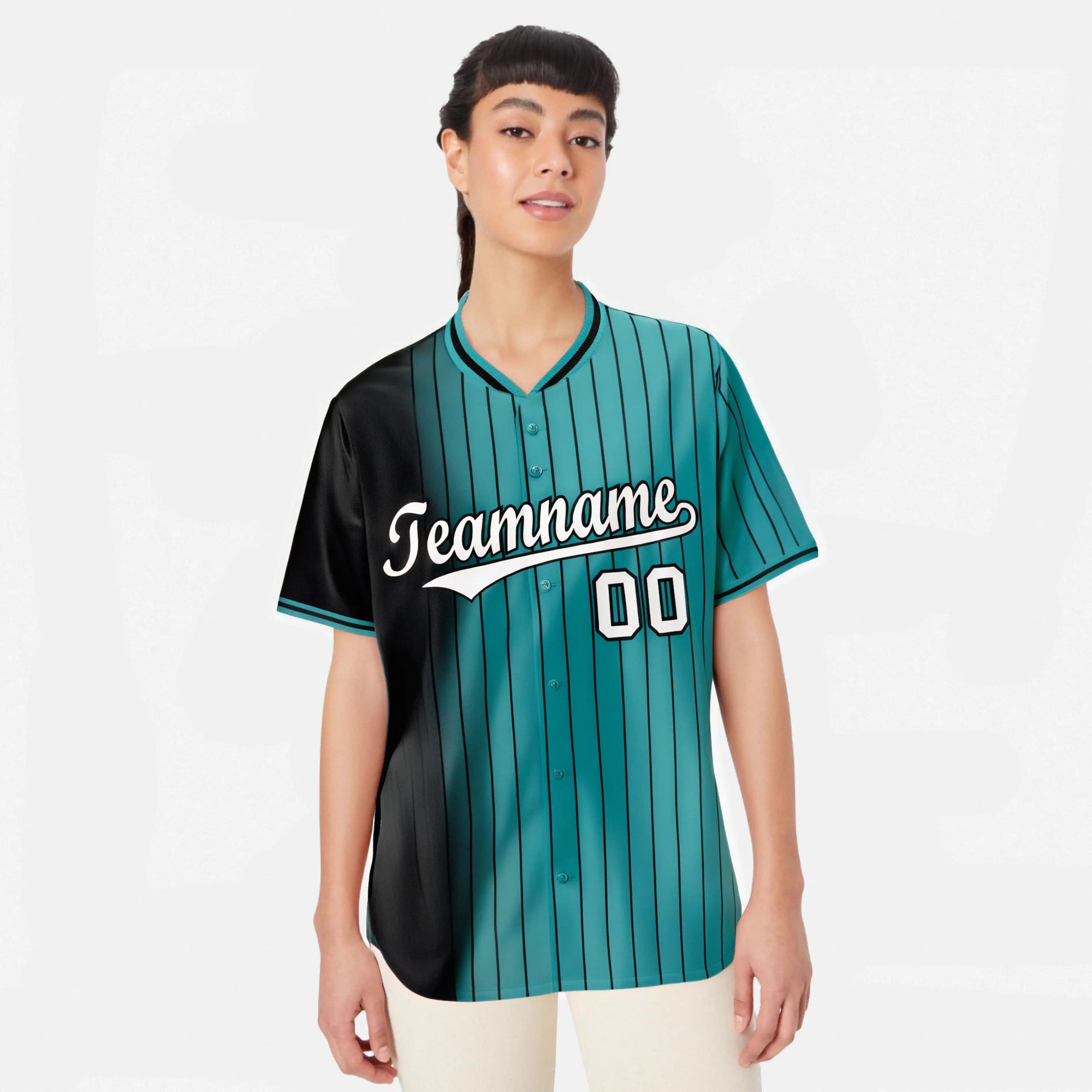 Custom Black Light Blue Pinstripe White Authentic Baseball Jersey