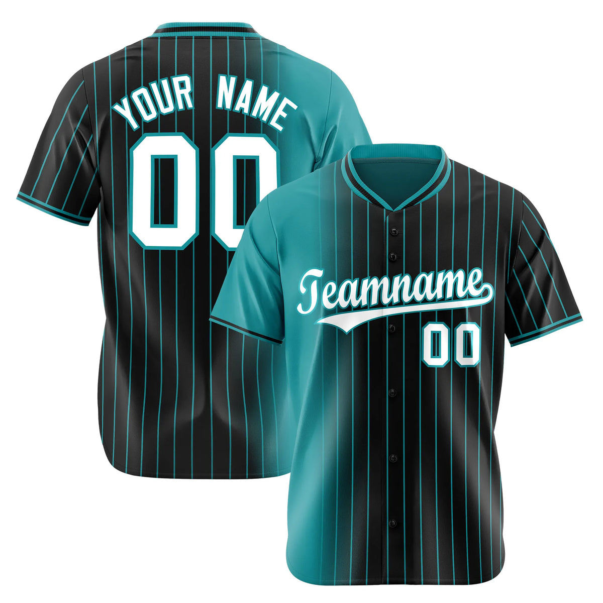 Custom Light Blue Black Pinstripe White Authentic Baseball Jersey