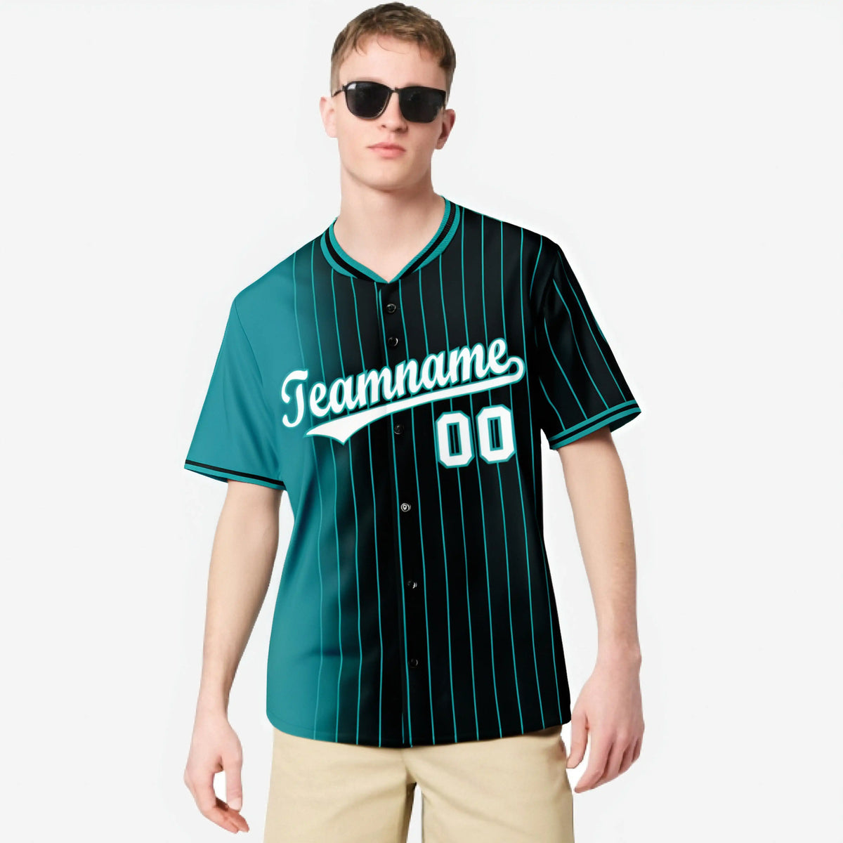 Custom Light Blue Black Pinstripe White Authentic Baseball Jersey