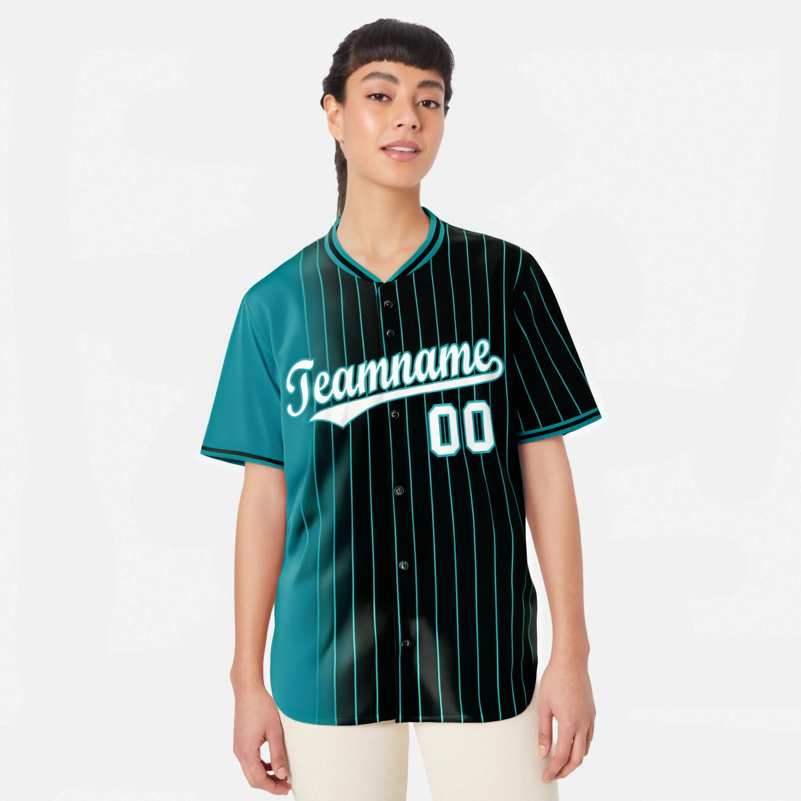 Custom Light Blue Black Pinstripe White Authentic Baseball Jersey