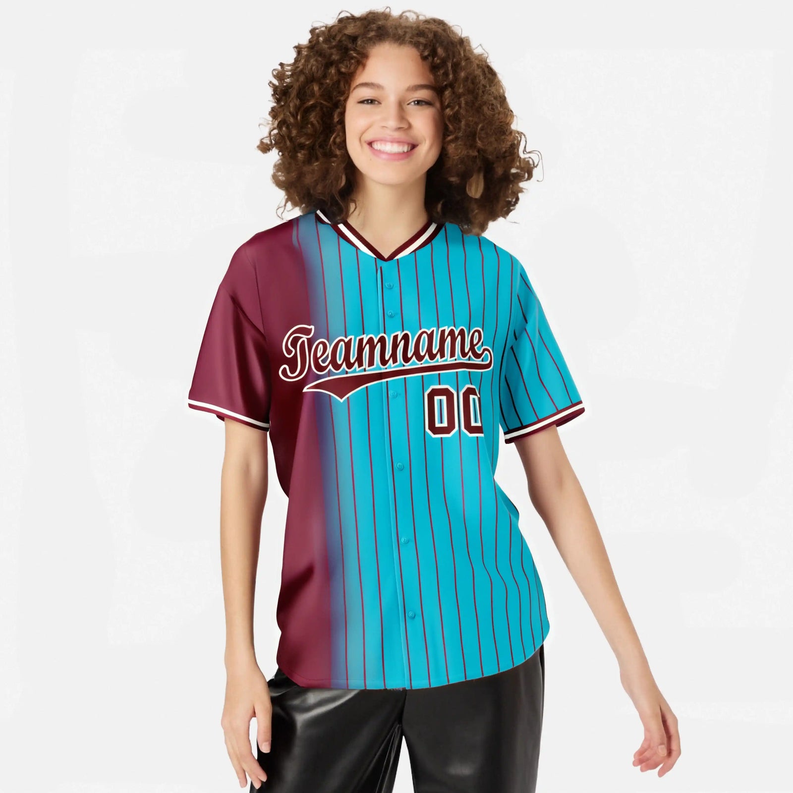 Custom Crimson Light-Blue Pinstripe Crimson Authentic Baseball Jersey