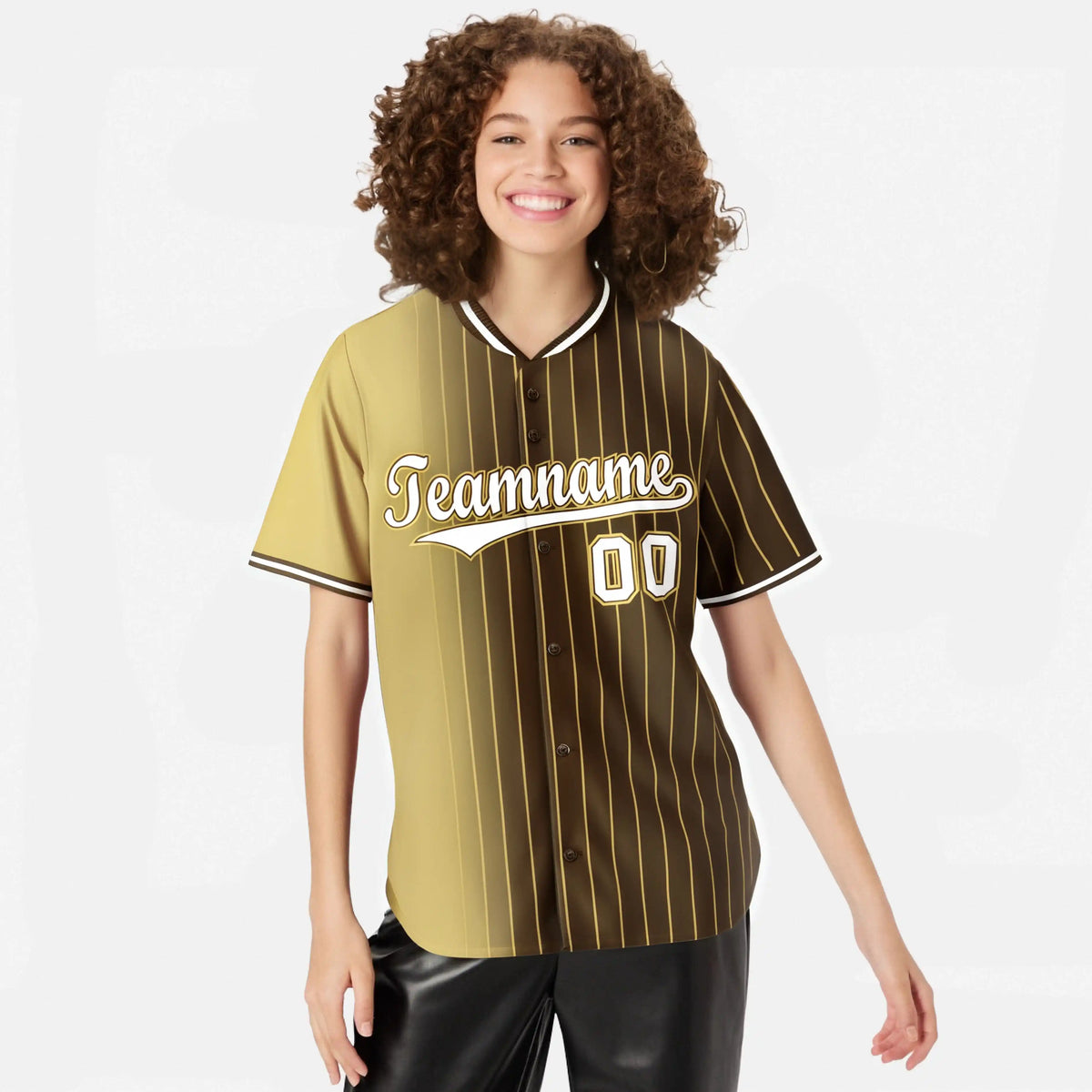 Custom Old-Gold Brown Pinstripe White Authentic Baseball Jersey