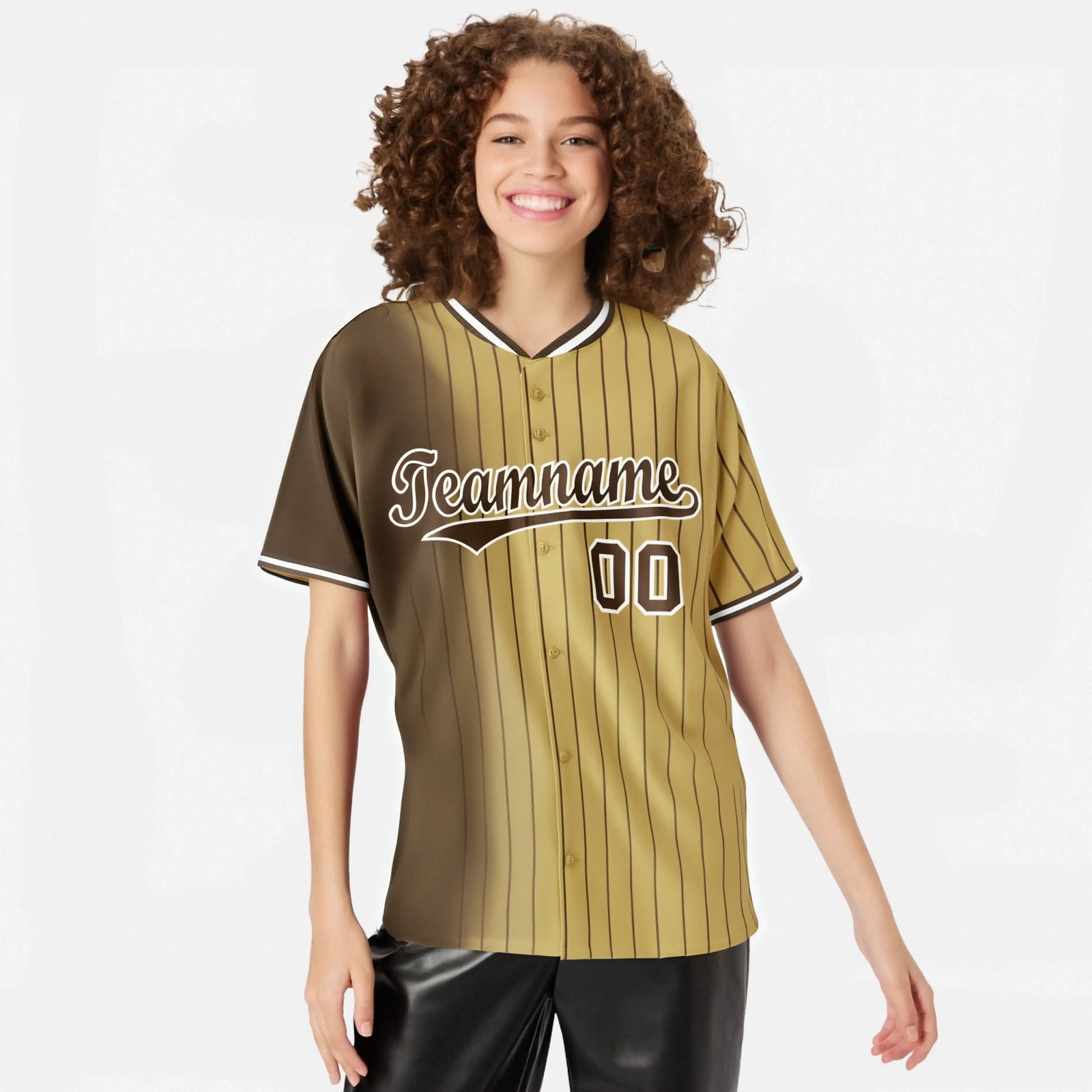 Custom Brown Old-Gold Pinstripe Brown Authentic Baseball Jersey