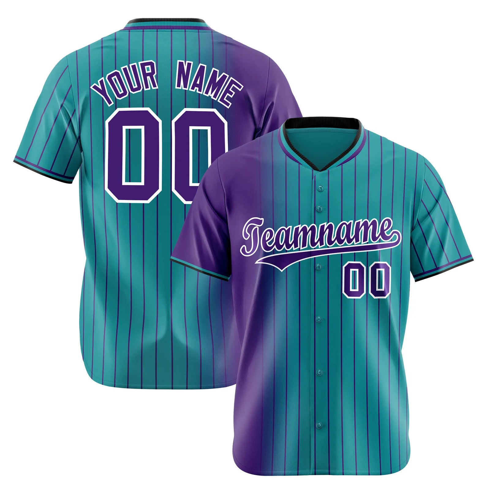 Custom Purple Light-Blue Pinstripe Purple Authentic Baseball Jersey