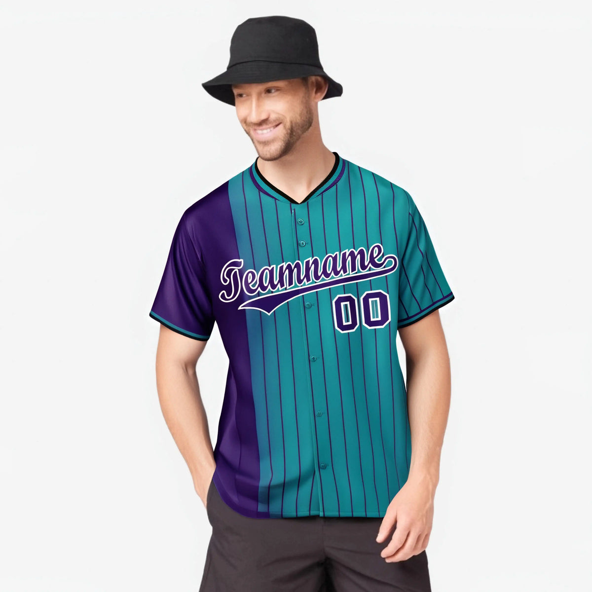Custom Purple Light-Blue Pinstripe Purple Authentic Baseball Jersey