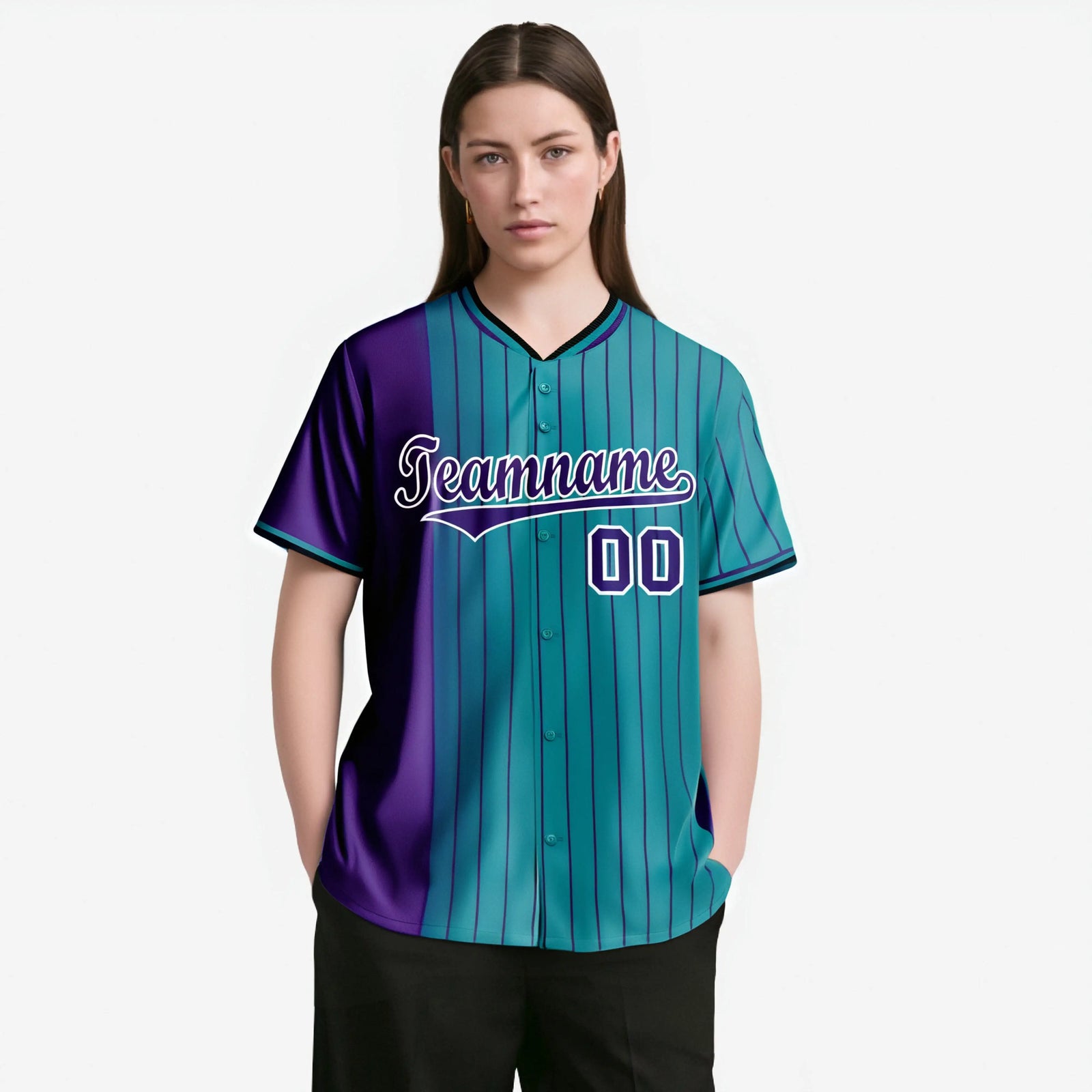 Custom Purple Light-Blue Pinstripe Purple Authentic Baseball Jersey
