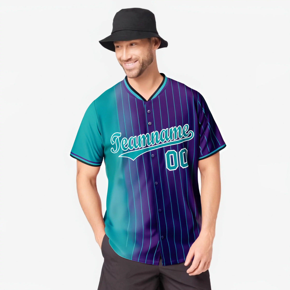 Custom Light-Blue Purple Pinstripe Light-Blue Authentic Baseball Jersey