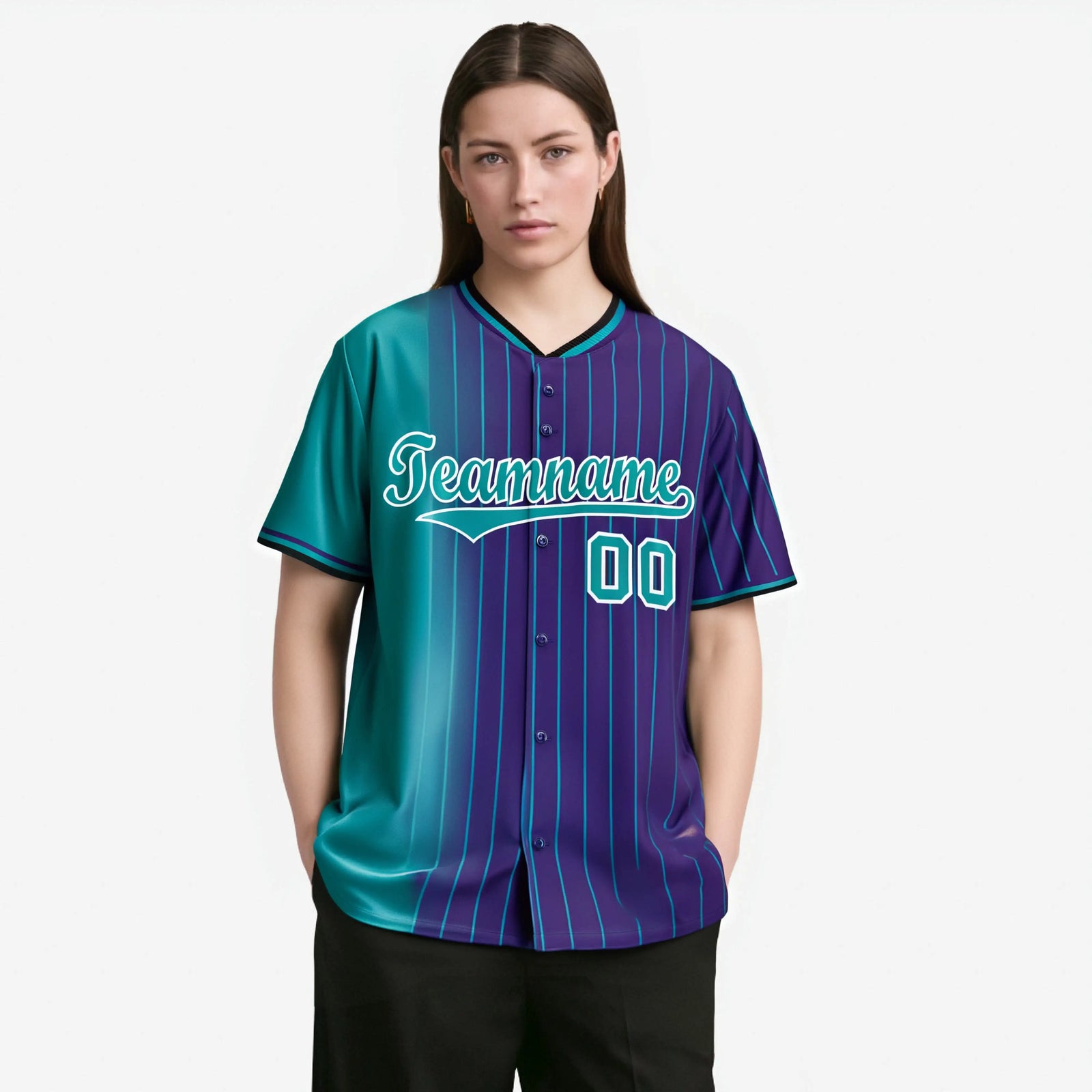 Custom Light-Blue Purple Pinstripe Light-Blue Authentic Baseball Jersey
