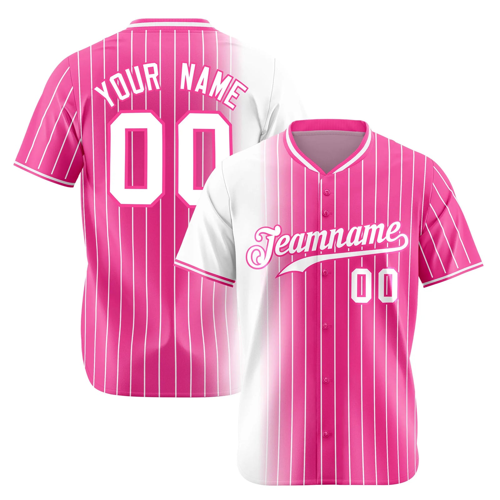 Custom White Pink Pinstripe White Authentic Baseball Jersey