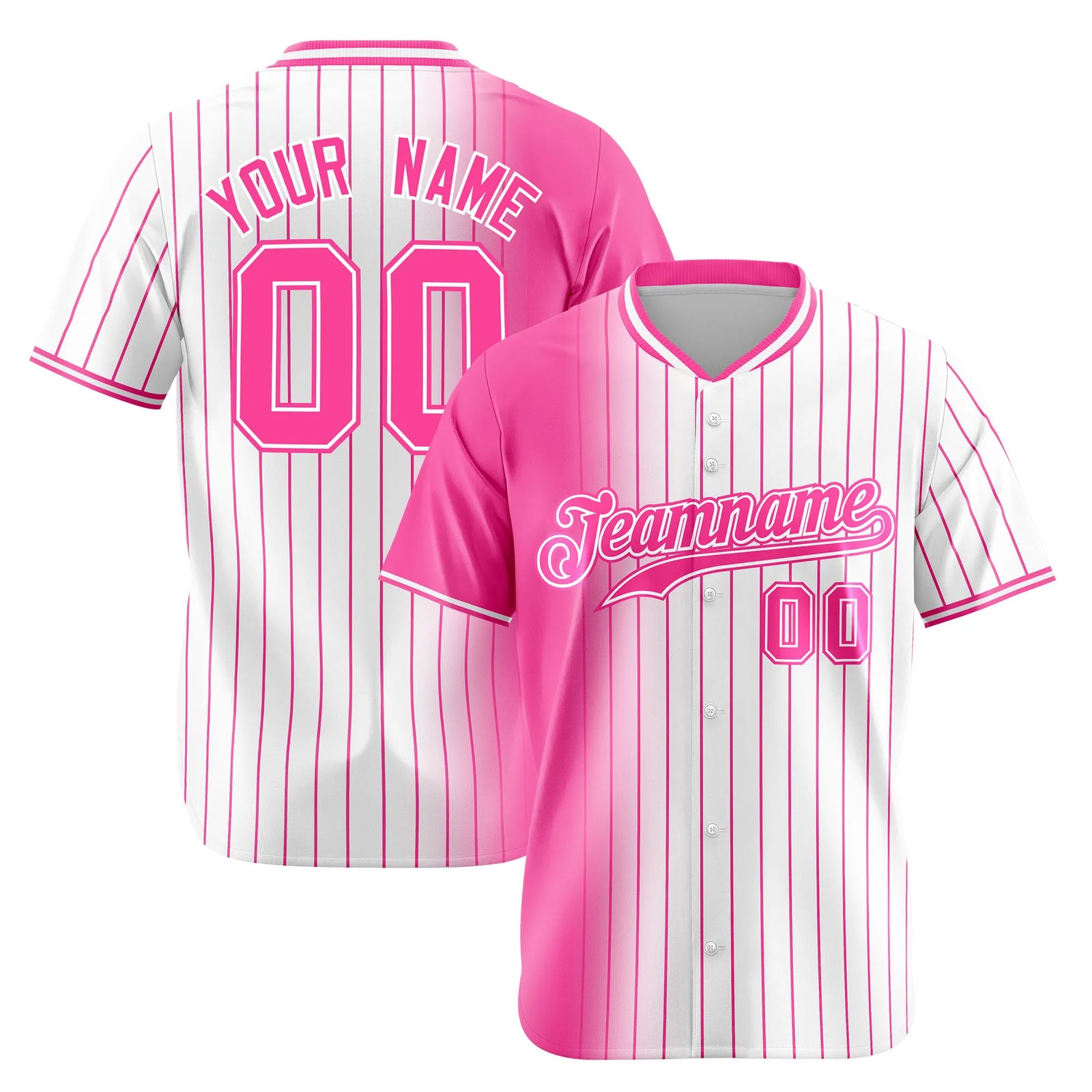 Custom Pink White Pinstripe Pink Authentic Baseball Jersey