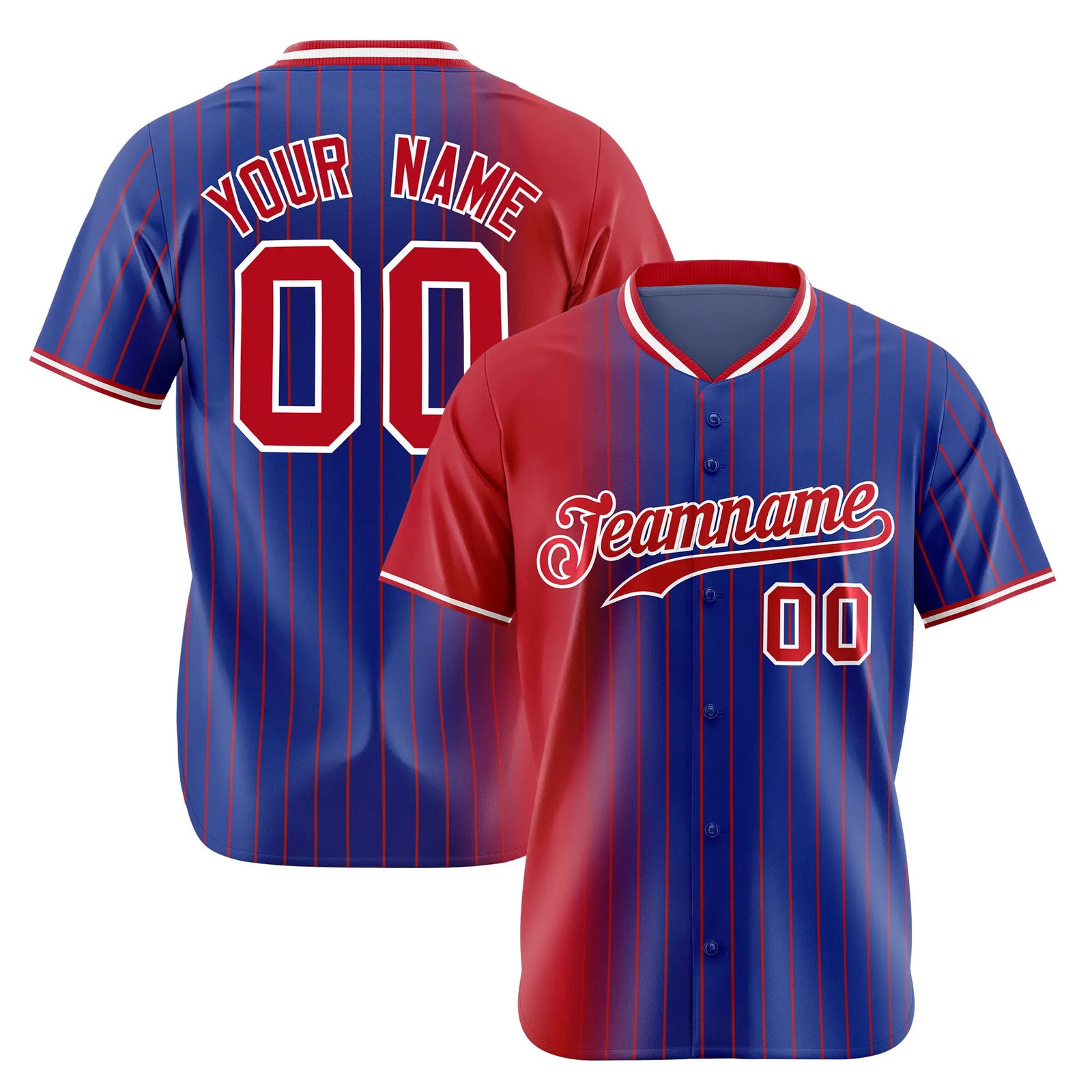 Custom Crimson Blue Pinstripe Crimson Authentic Baseball Jersey