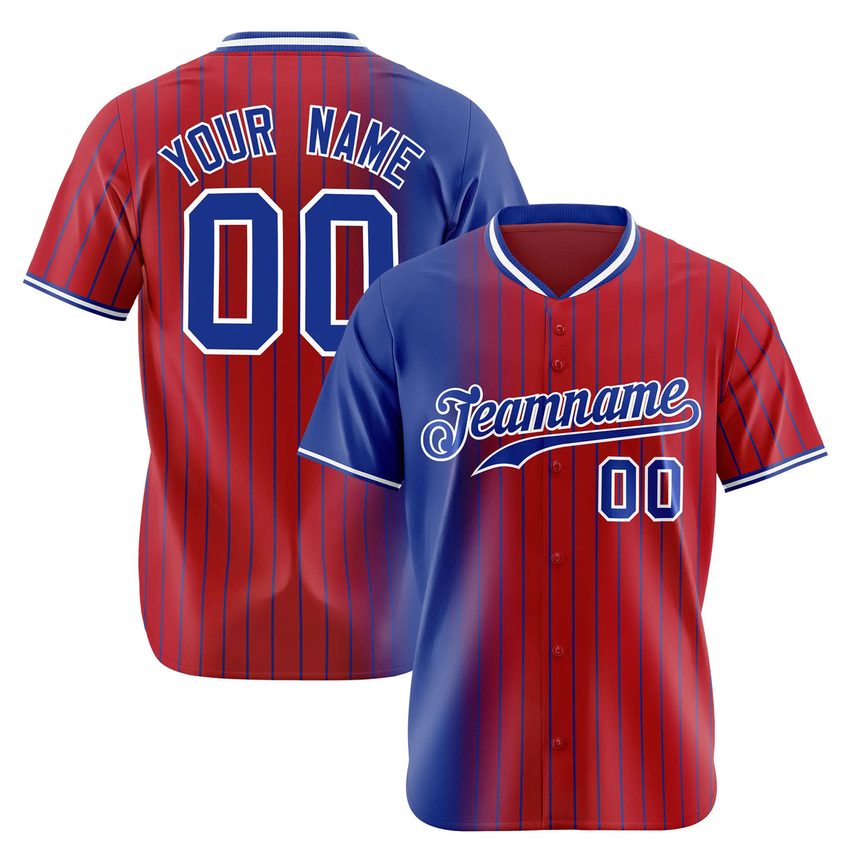 Custom Blue Crimson Pinstripe Blue Authentic Baseball Jersey