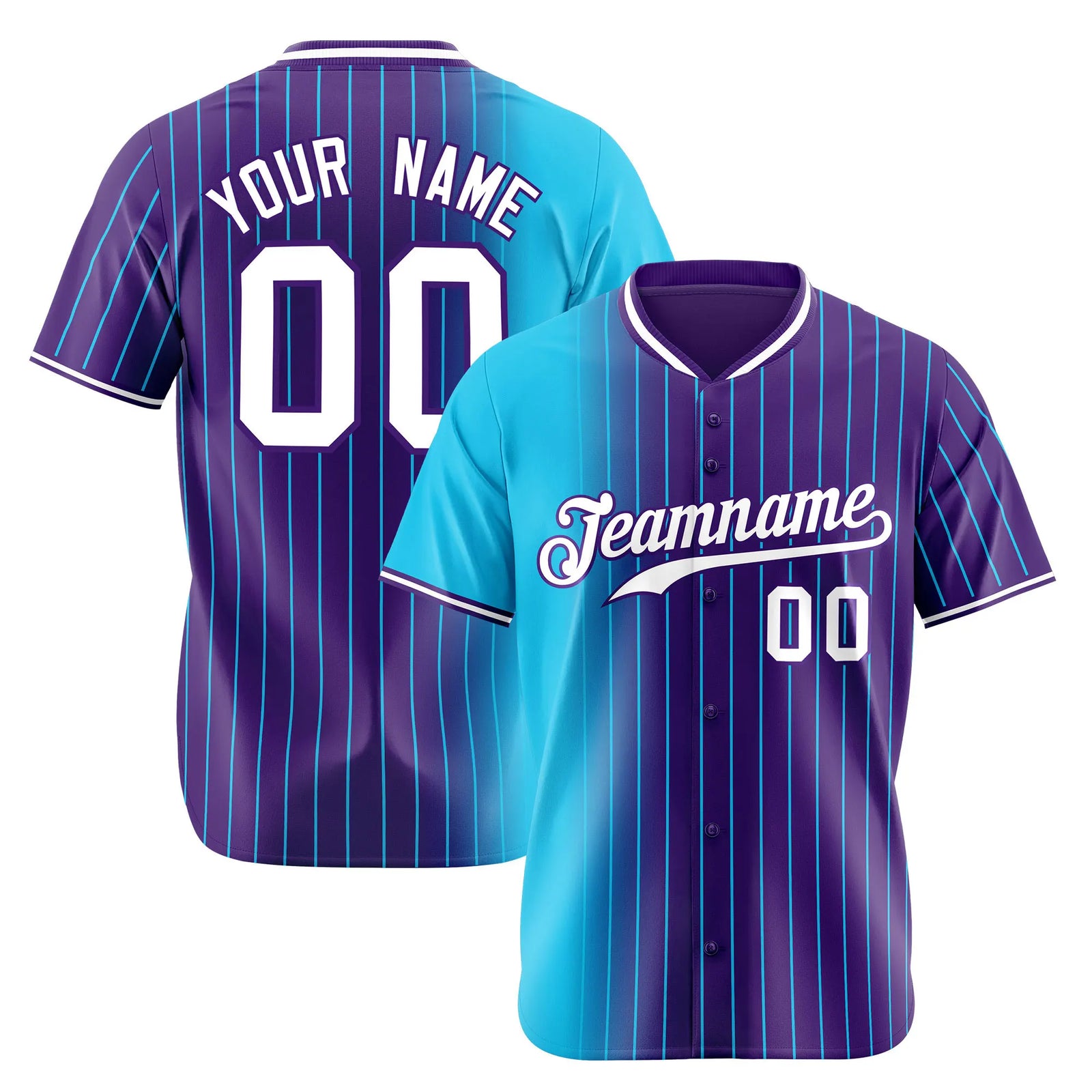 Custom Blue Purple Pinstripe White Authentic Baseball Jersey