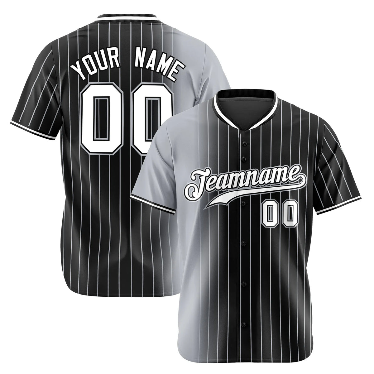 Custom Gray Black Pinstripe White Authentic Baseball Jersey