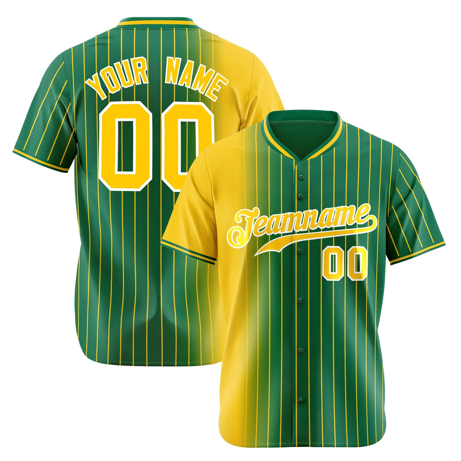 Custom Yellow Green Pinstripe Yellow Authentic Baseball Jersey
