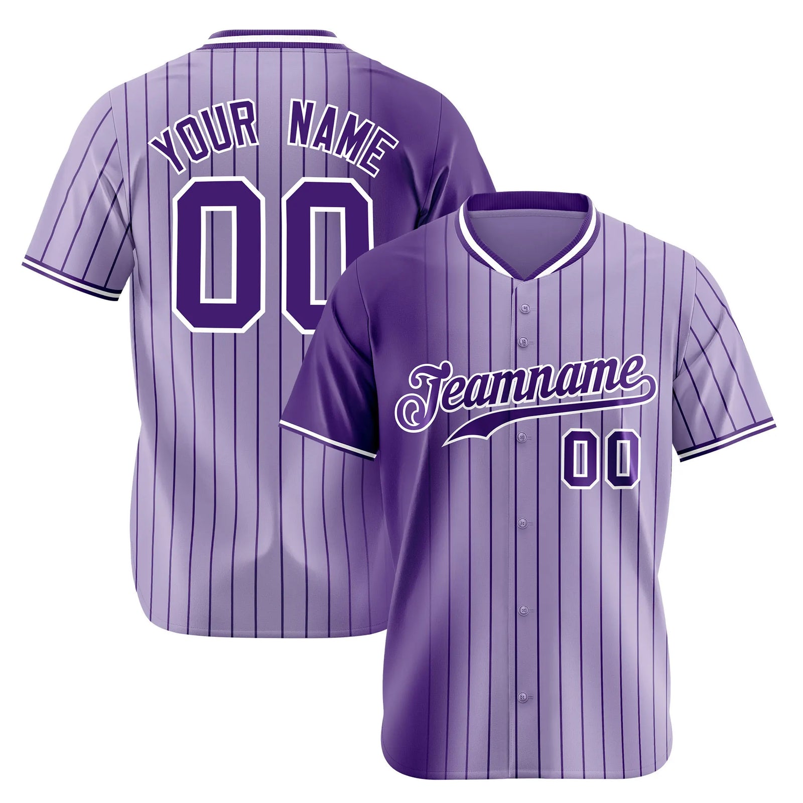 Custom Purple Light Purple Pinstripe Purple Authentic Baseball Jersey