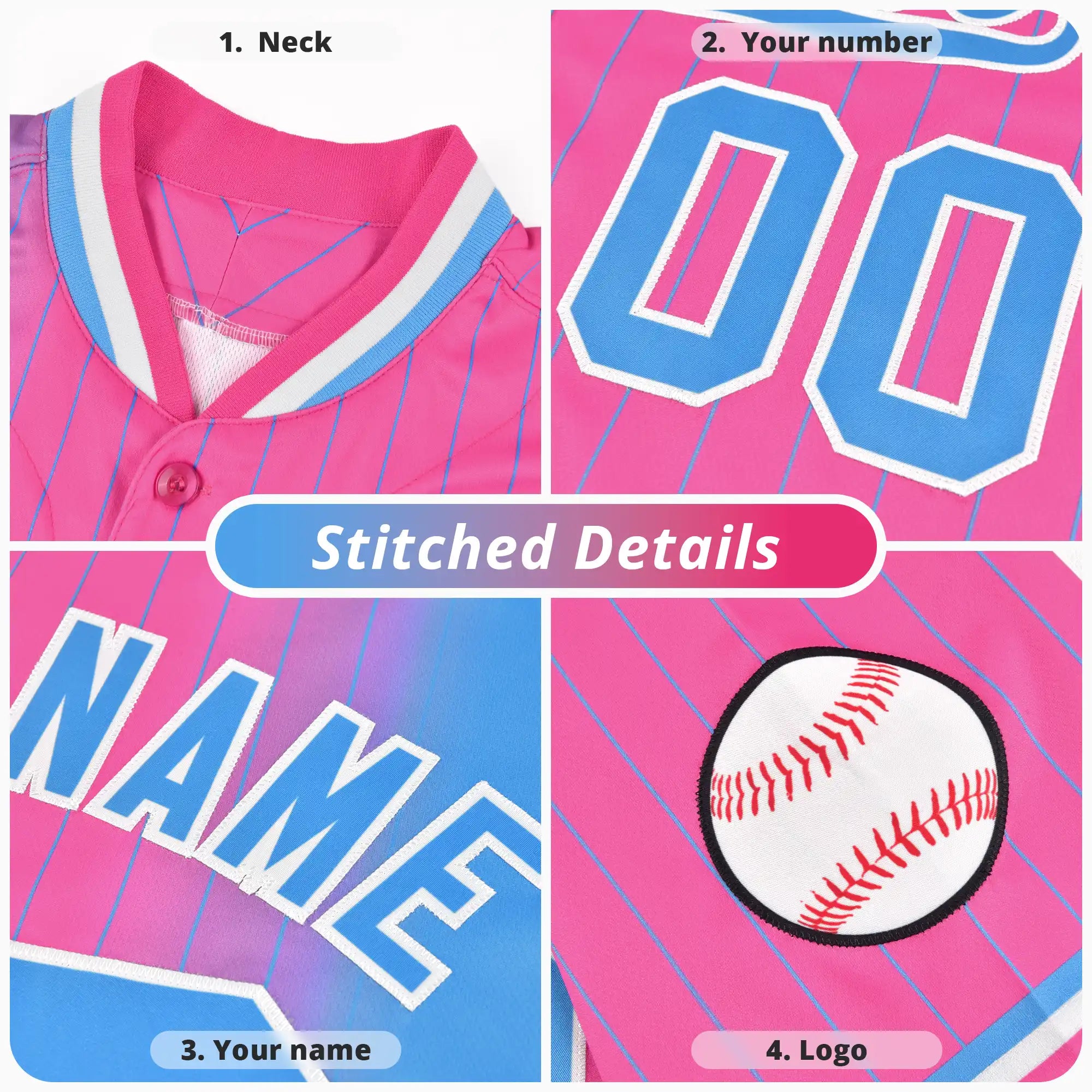 Custom Black Light Blue Pinstripe White Authentic Baseball Jersey