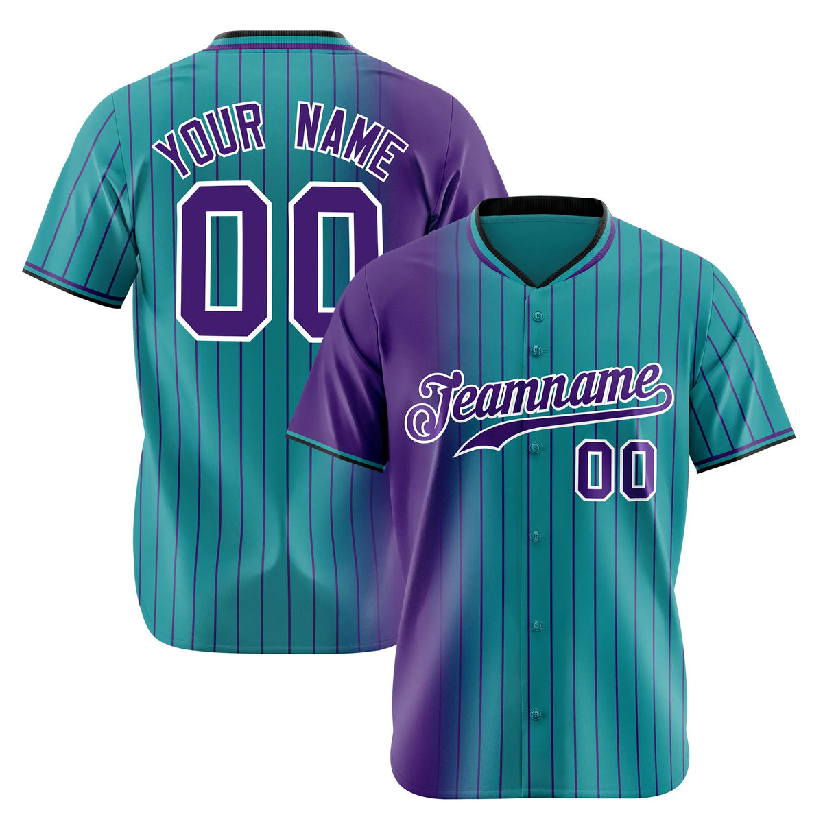 Custom Purple Light-Blue Pinstripe Purple Authentic Baseball Jersey