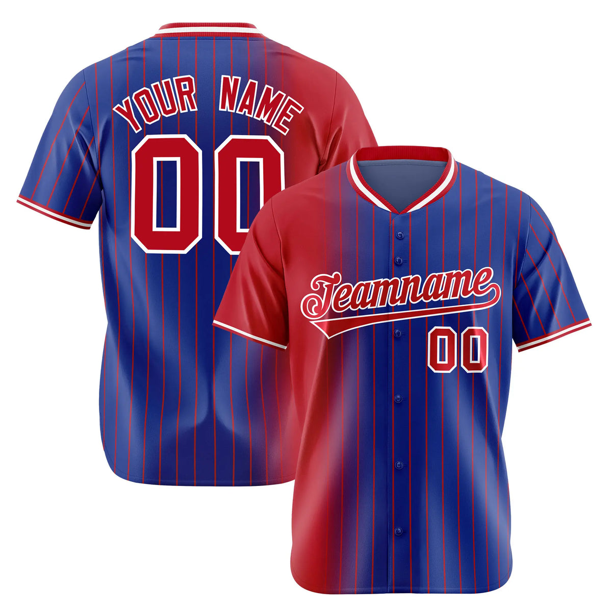 Custom Crimson Blue Pinstripe Crimson Authentic Baseball Jersey