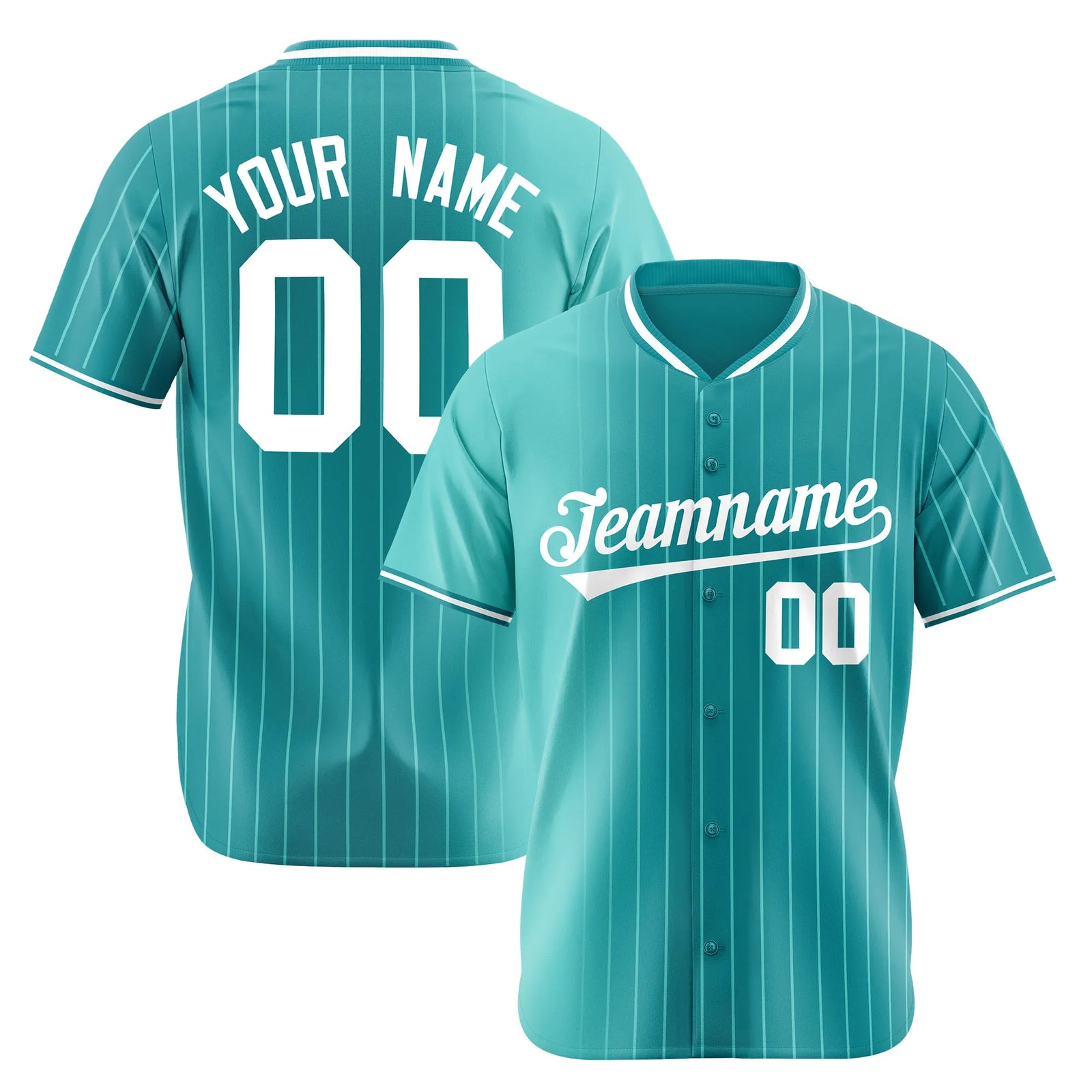 Custom Light-Blue Pinstripe White Authentic Baseball Jersey