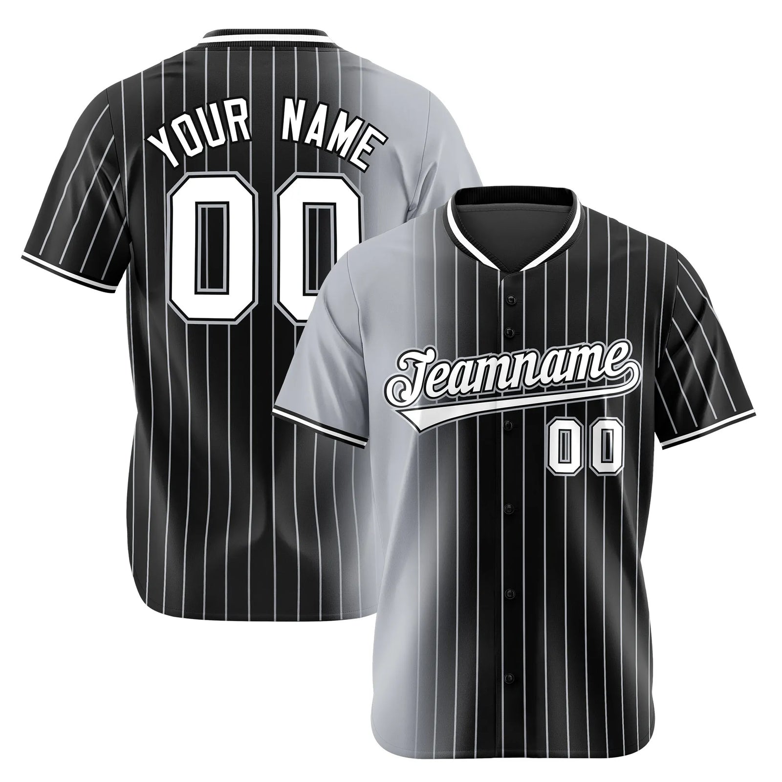 Custom Gray Black Pinstripe White Authentic Baseball Jersey
