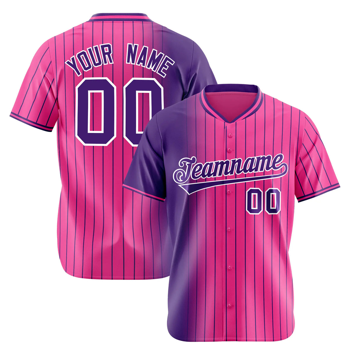 Custom Purple Pink Pinstripe Purple Authentic Baseball Jersey