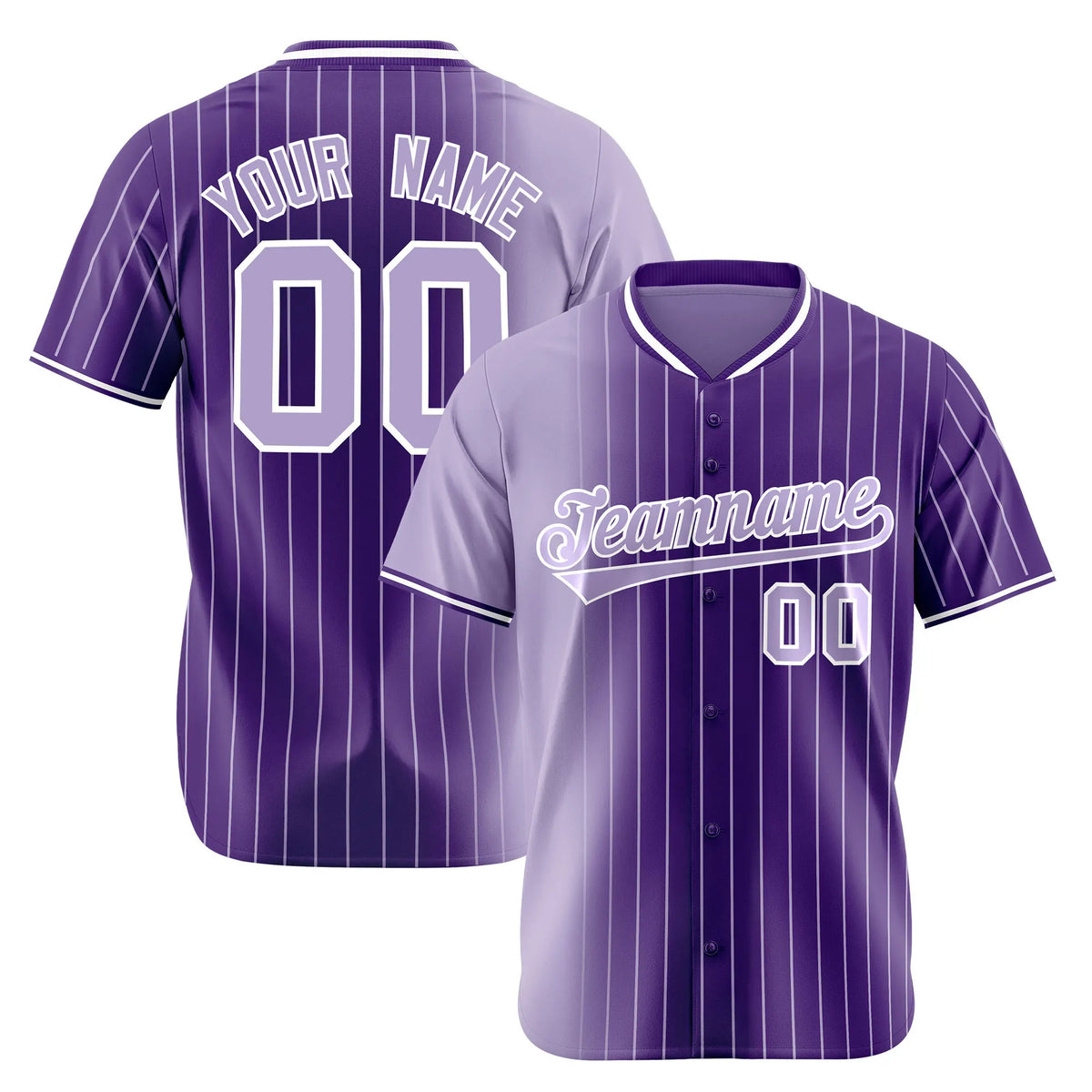 Custom Light Purple Purple Pinstripe Light Purple Authentic Baseball Jersey