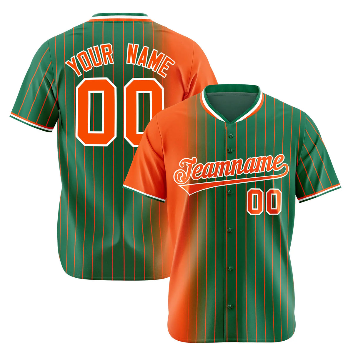 Custom Orange Green Pinstripe Orange Authentic Baseball Jersey