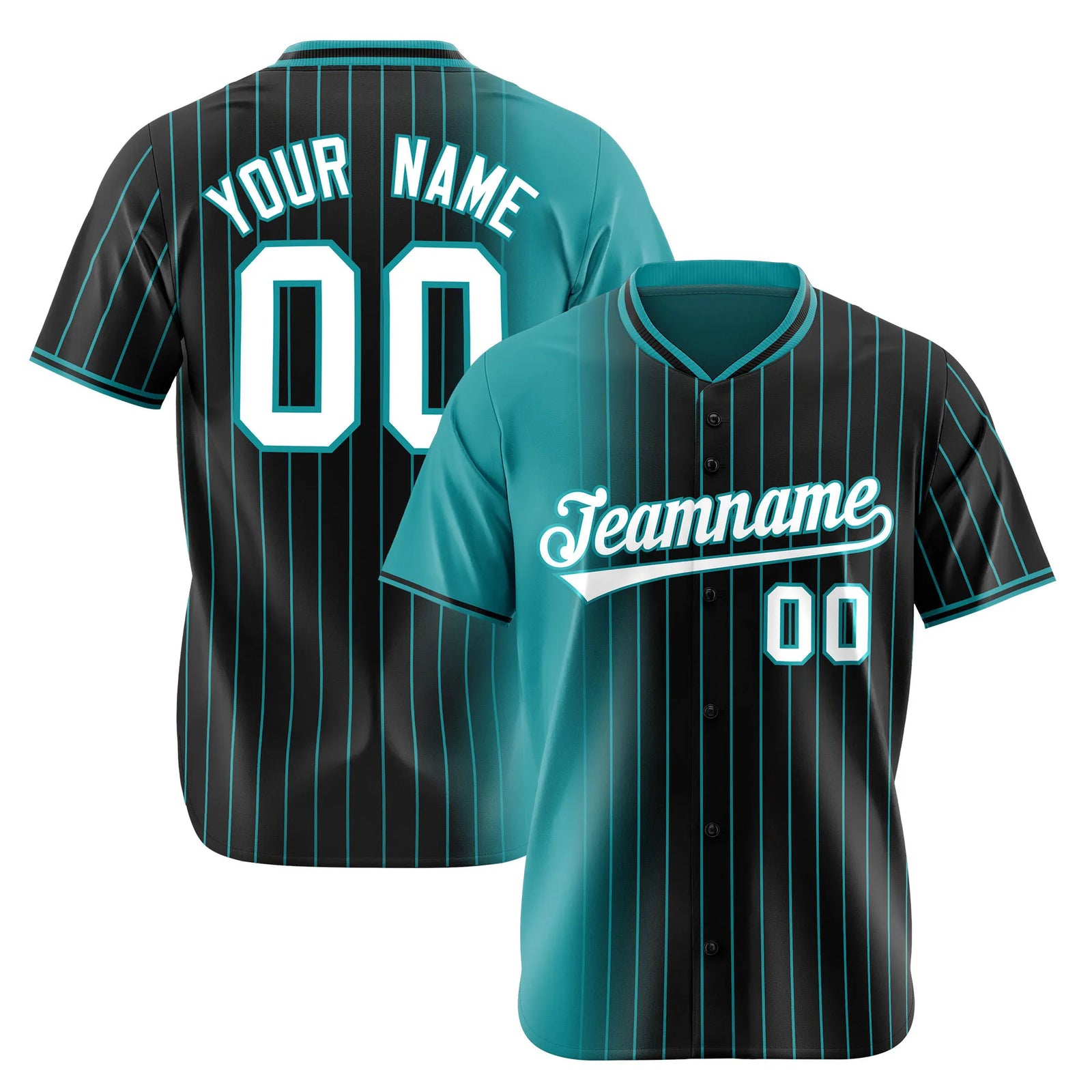 Custom Light Blue Black Pinstripe White Authentic Baseball Jersey