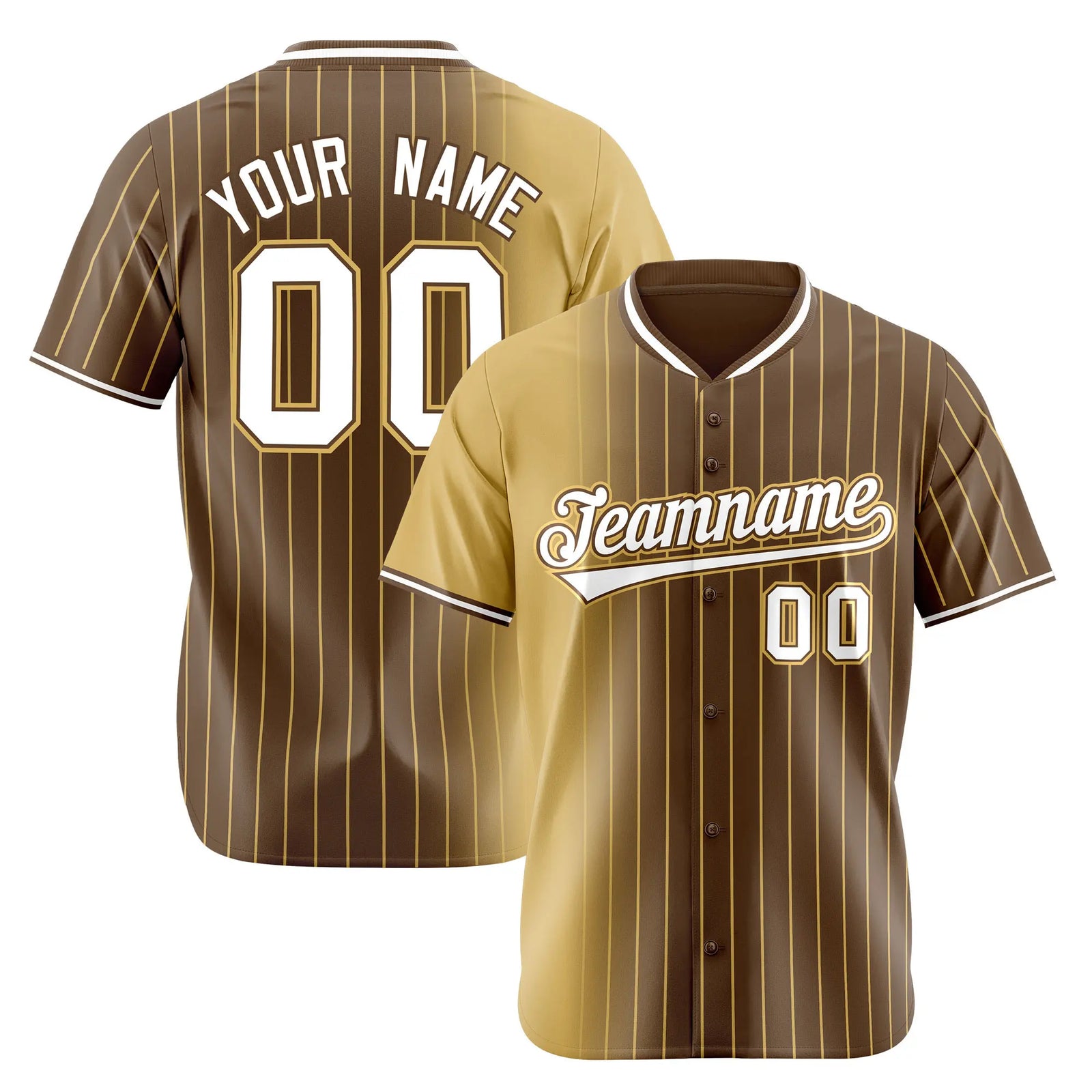 Custom Old-Gold Brown Pinstripe White Authentic Baseball Jersey