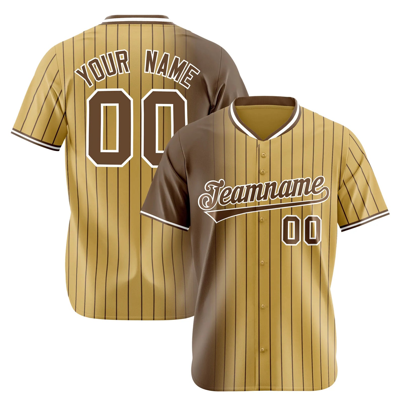 Custom Brown Old-Gold Pinstripe Brown Authentic Baseball Jersey