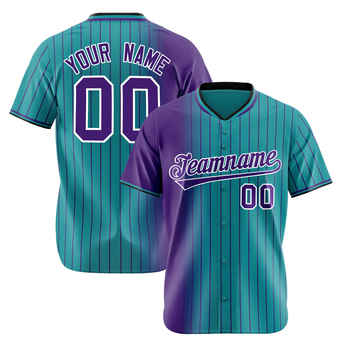 Custom Purple Light-Blue Pinstripe Purple Authentic Baseball Jersey