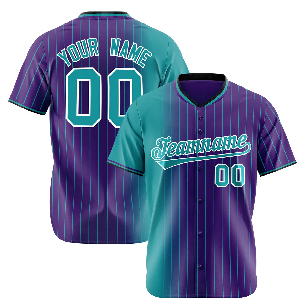 Custom Light-Blue Purple Pinstripe Light-Blue Authentic Baseball Jersey