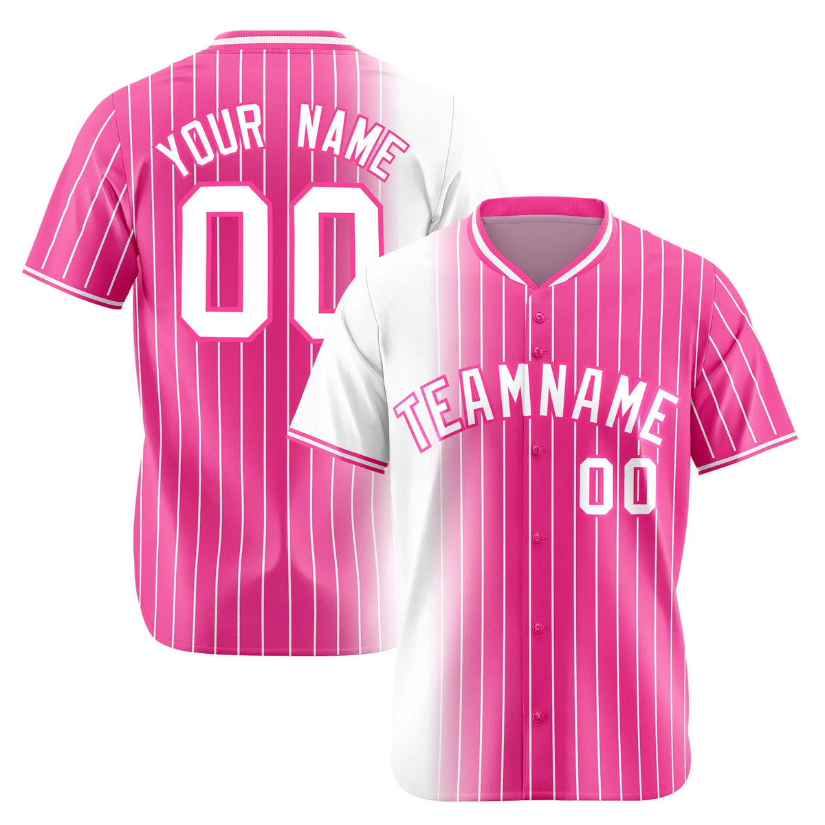 Custom White Pink Pinstripe White Authentic Baseball Jersey
