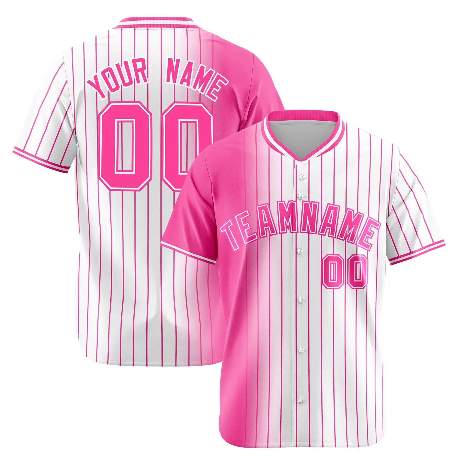 Custom Pink White Pinstripe Pink Authentic Baseball Jersey
