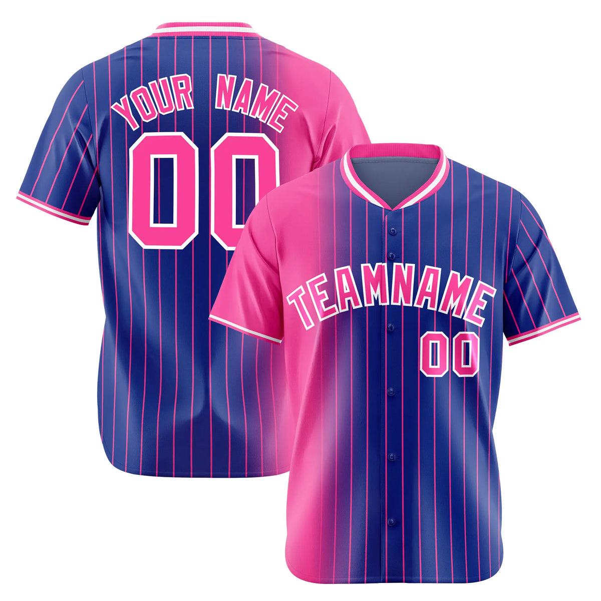Custom Pink Blue Pinstripe Pink Authentic Baseball Jersey