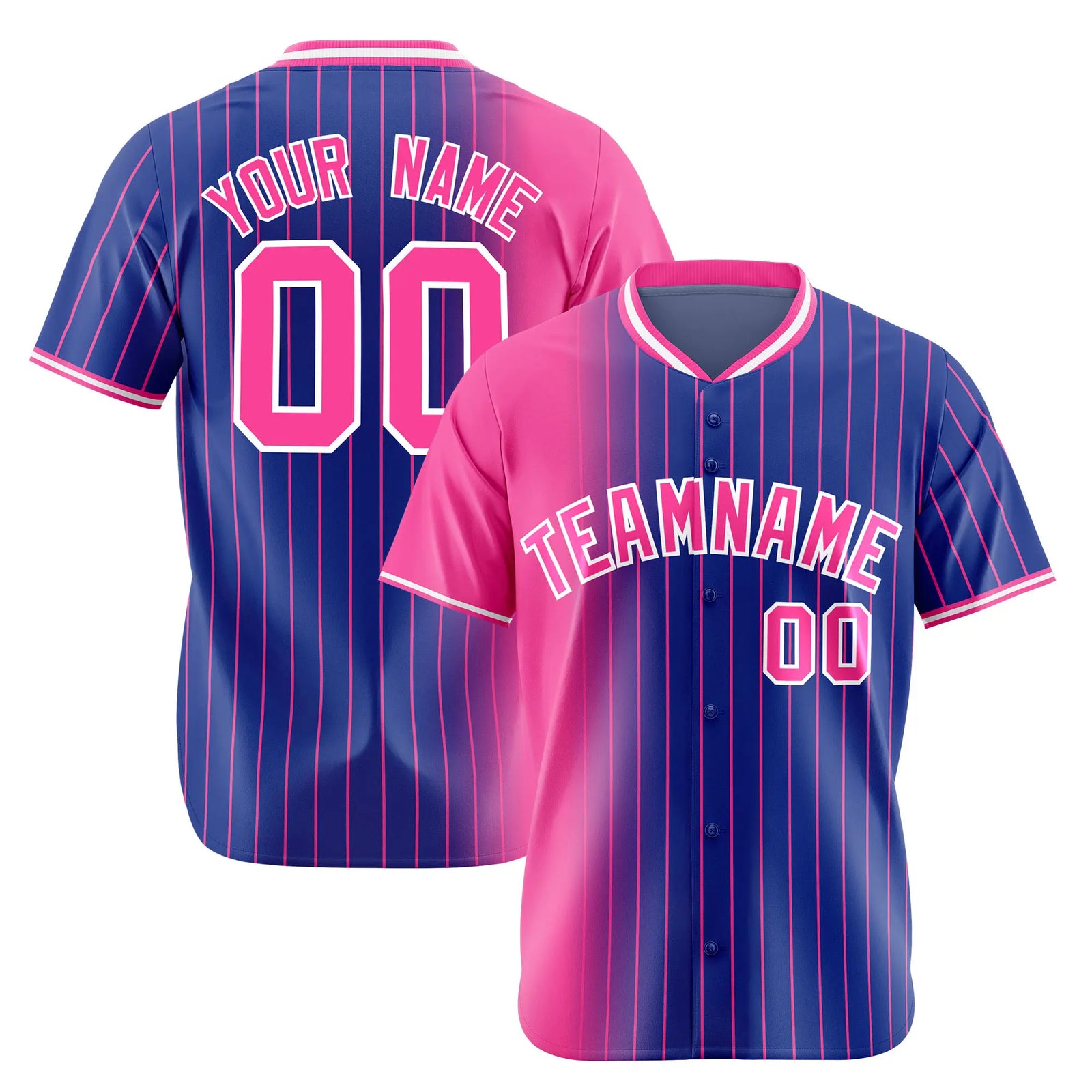 Custom Pink Blue Pinstripe Pink Authentic Baseball Jersey