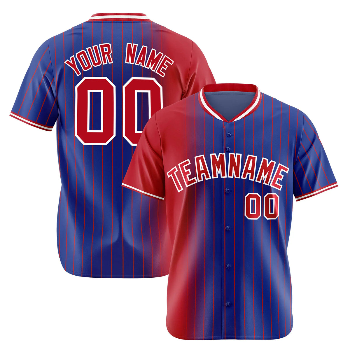 Custom Crimson Blue Pinstripe Crimson Authentic Baseball Jersey