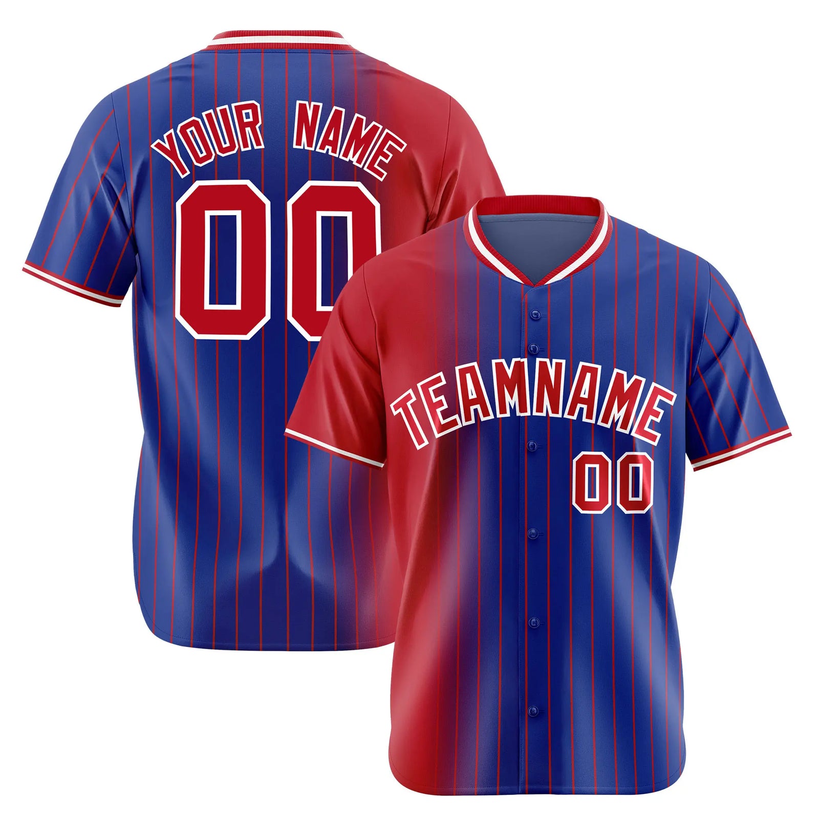 Custom Crimson Blue Pinstripe Crimson Authentic Baseball Jersey
