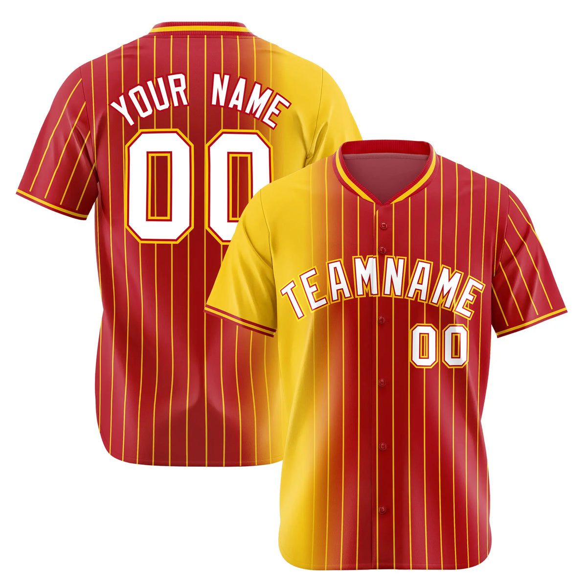 Custom Yellow Red Pinstripe White Authentic Baseball Jersey