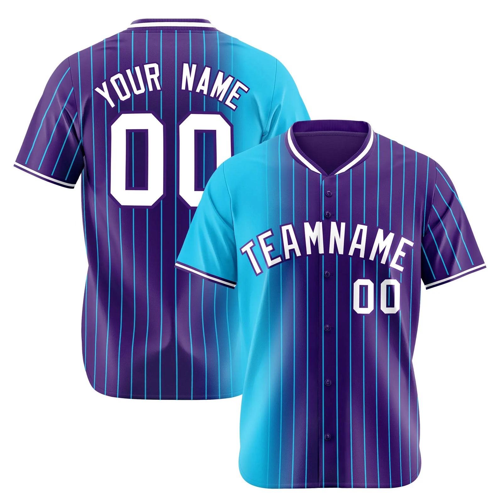 Custom Blue Purple Pinstripe White Authentic Baseball Jersey