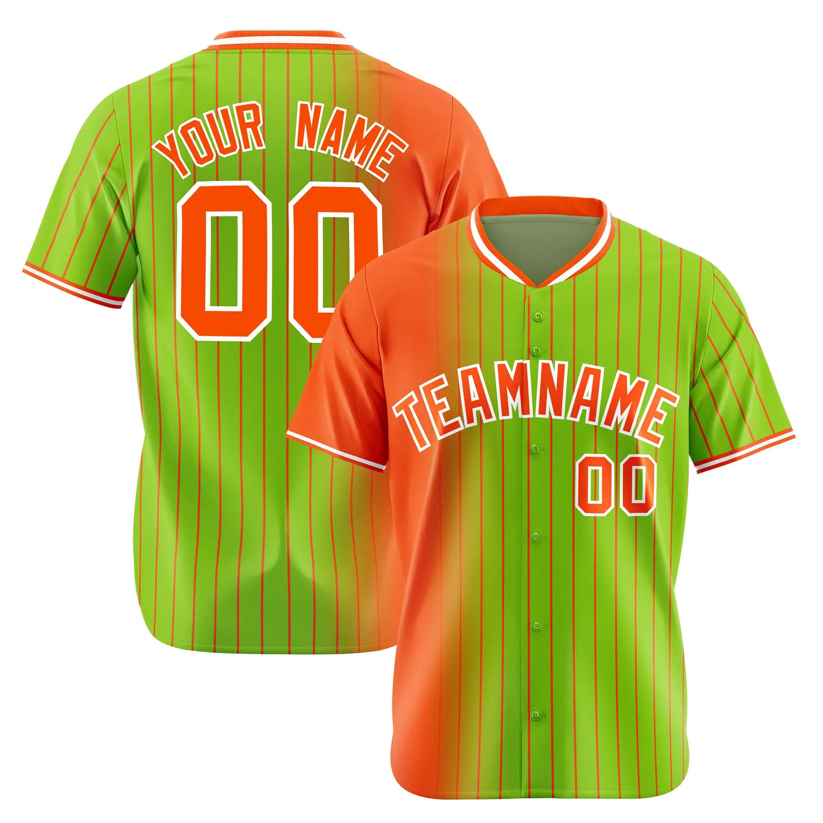 Custom Orange Neon-Green Pinstripe Orange Authentic Baseball Jersey