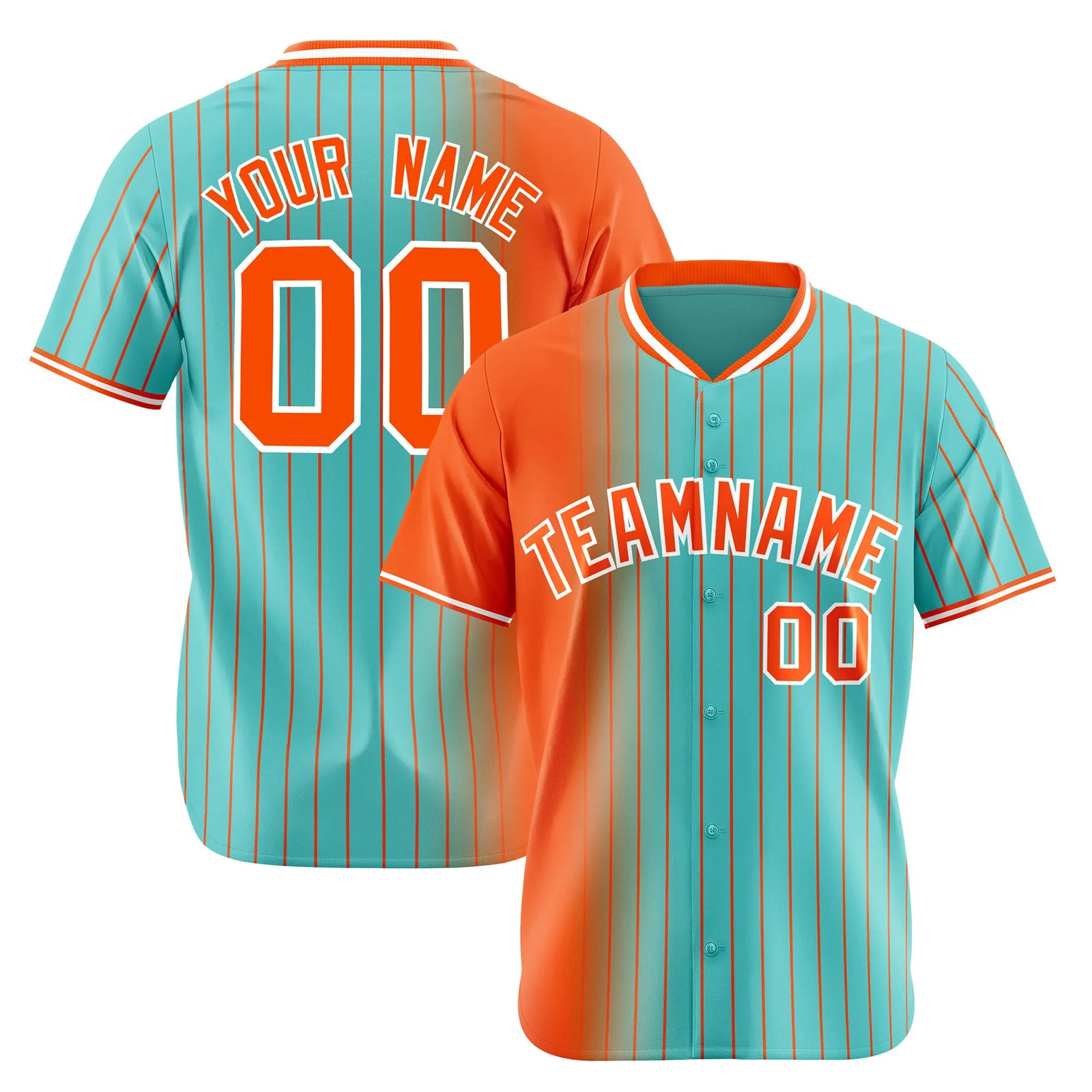 Custom Orange Light-Blue Pinstripe Orange Authentic Baseball Jersey