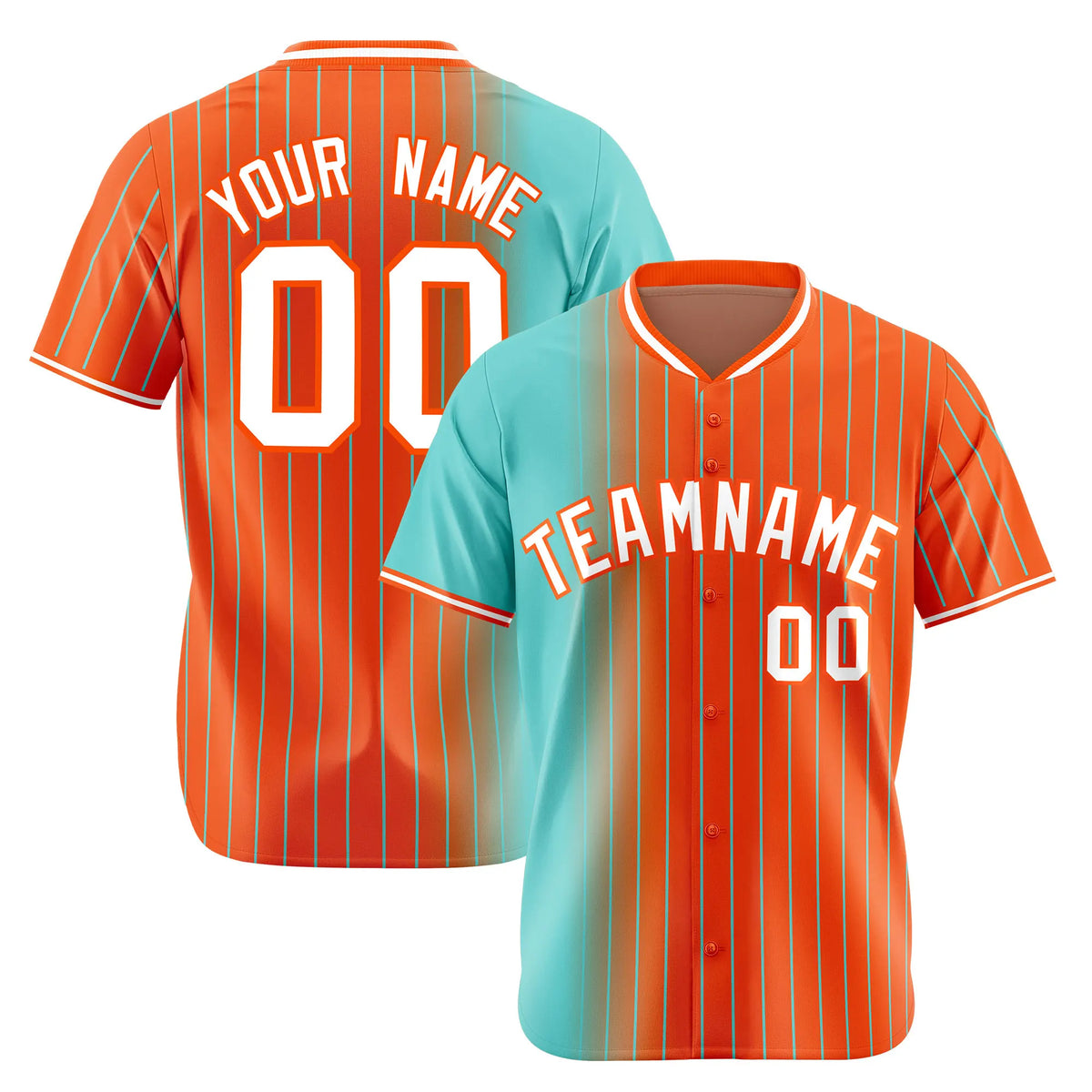 Custom Light-Blue Orange Pinstripe White Authentic Baseball Jersey