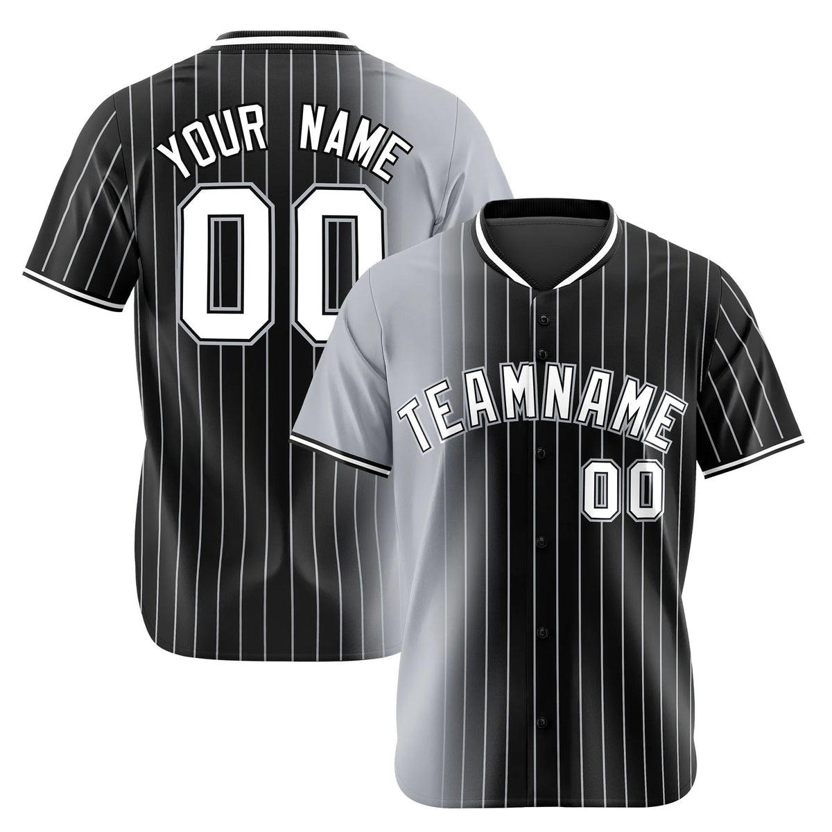 Custom Gray Black Pinstripe White Authentic Baseball Jersey
