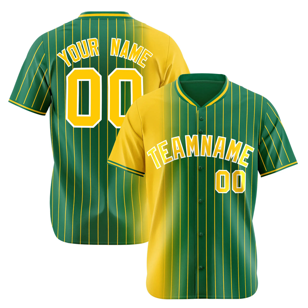 Custom Yellow Green Pinstripe Yellow Authentic Baseball Jersey
