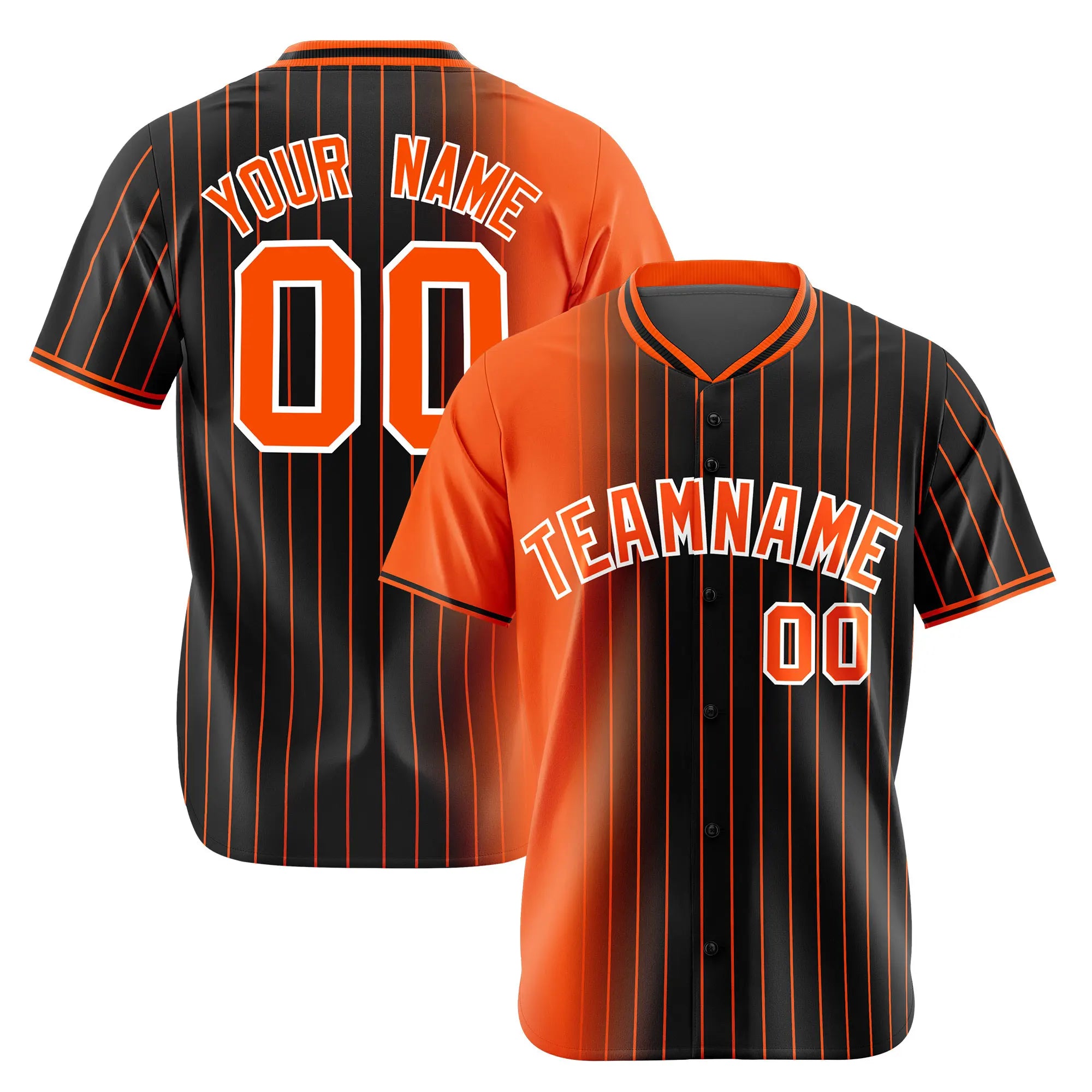 Custom Bay-Orange Black Pinstripe Bay-Orange Authentic Baseball Jersey