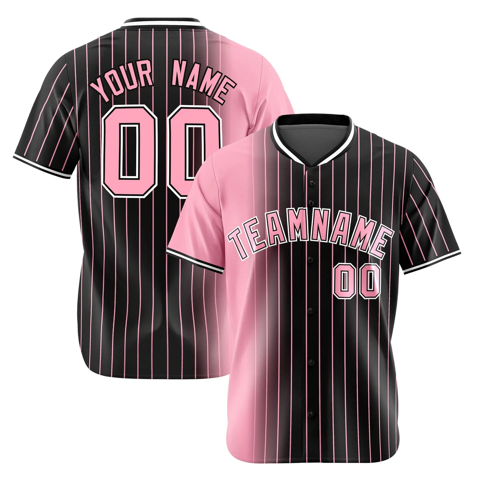 Custom Pink Black Pinstripe Pink Authentic Baseball Jersey