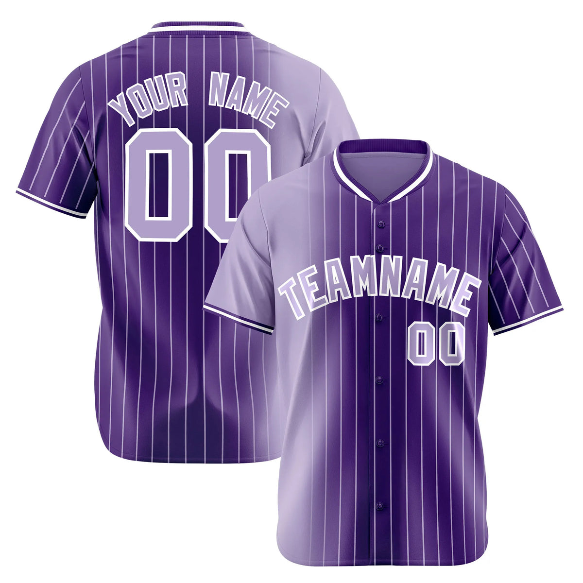 Custom Light Purple Purple Pinstripe Light Purple Authentic Baseball Jersey